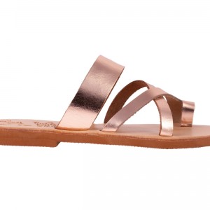 ΓΥΝΑΙΚΕΙΟ ΔΕΡΜΑΤΙΝΟ FLAT ΣΑΝΔΑΛΙ ΜΠΡΟΝΖΕ ΑΝΔΡΟΜΑΧΗ