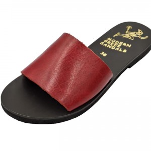 ΓΥΝΑΙΚΕΙΟ ΔΕΡΜΑΤΙΝΟ FLAT ΣΑΝΔΑΛΙ ΒΑΘΥ ΚΟΚΚΙΝΟ ΑΠΛΟΤΗΤΑ