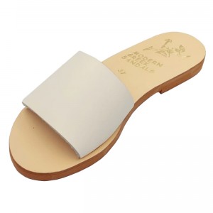 ΓΥΝΑΙΚΕΙΟ ΔΕΡΜΑΤΙΝΟ FLAT ΣΑΝΔΑΛΙ ΛΕΥΚΟ ΑΠΛΟΤΗΤΑ