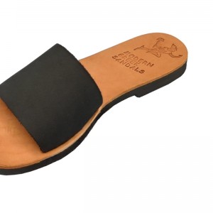 ΓΥΝΑΙΚΕΙΟ ΔΕΡΜΑΤΙΝΟ FLAT ΣΑΝΔΑΛΙ ΝΟΜΠΟΥΚ ΜΑΥΡΟ ΑΠΛΟΤΗΤΑ