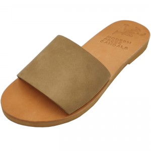 ΓΥΝΑΙΚΕΙΟ ΔΕΡΜΑΤΙΝΟ FLAT ΣΑΝΔΑΛΙ ΝΟΜΠΟΥΚ ΜΠΕΖ ΑΠΛΟΤΗΤΑ