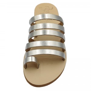 ΓΥΝΑΙΚΕΙΟ ΔΕΡΜΑΤΙΝΟ FLAT ΣΑΝΔΑΛΙ ΑΣΗΜΙ ΑΣΠΙΔΑ