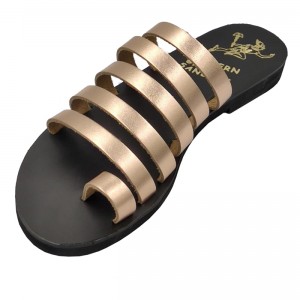 ΓΥΝΑΙΚΕΙΟ ΔΕΡΜΑΤΙΝΟ FLAT ΣΑΝΔΑΛΙ ΜΠΡΟΝΖΕ ΑΣΠΙΔΑ