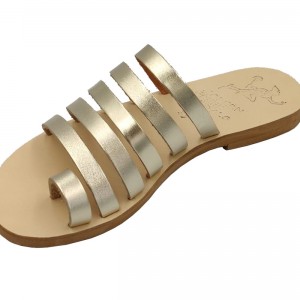 ΓΥΝΑΙΚΕΙΟ ΔΕΡΜΑΤΙΝΟ FLAT ΣΑΝΔΑΛΙ ΧΡΥΣΟ ΑΣΠΙΔΑ