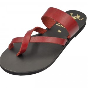 ΓΥΝΑΙΚΕΙΟ ΔΕΡΜΑΤΙΝΟ FLAT ΣΑΝΔΑΛΙ ΒΑΘΥ ΚΟΚΚΙΝΟ ΗΛΕΚΤΡΑ