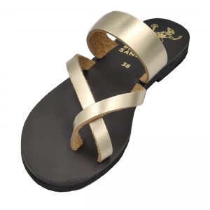 ΓΥΝΑΙΚΕΙΟ ΔΕΡΜΑΤΙΝΟ FLAT ΣΑΝΔΑΛΙ ΧΡΥΣΟ ΗΛΕΚΤΡΑ