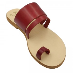 ΓΥΝΑΙΚΕΙΟ ΔΕΡΜΑΤΙΝΟ FLAT ΣΑΝΔΑΛΙ ΒΑΘΥ ΚΟΚΚΙΝΟ ΕΡΙΔΑ