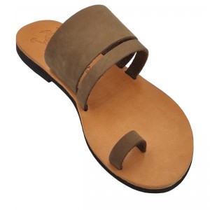 ΓΥΝΑΙΚΕΙΟ ΔΕΡΜΑΤΙΝΟ FLAT ΣΑΝΔΑΛΙ ΝΟΜΠΟΥΚ-ΠΟΥΡΟ ΕΡΙΔΑ