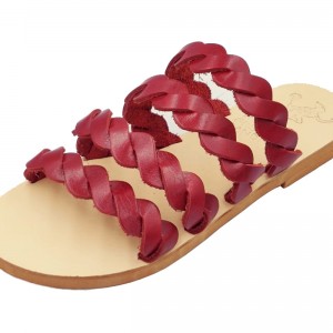 ΓΥΝΑΙΚΕΙΟ ΔΕΡΜΑΤΙΝΟ FLAT ΣΑΝΔΑΛΙ ΒΑΘΥ ΚΟΚΚΙΝΟ ΗΦΑΙΣΤΑ