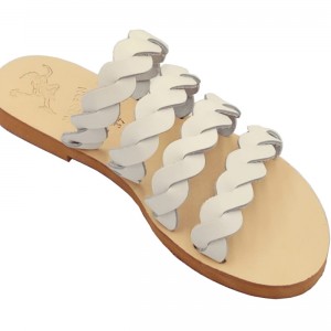 ΓΥΝΑΙΚΕΙΟ ΔΕΡΜΑΤΙΝΟ FLAT ΣΑΝΔΑΛΙ ΛΕΥΚΟ ΗΦΑΙΣΤΑ