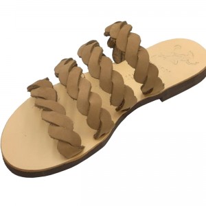 ΓΥΝΑΙΚΕΙΟ ΔΕΡΜΑΤΙΝΟ FLAT ΣΑΝΔΑΛΙ ΝΟΜΠΟΥΚ ΜΠΕΖ ΗΦΑΙΣΤΑ