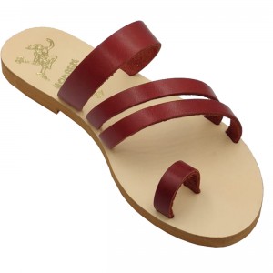 ΓΥΝΑΙΚΕΙΟ ΔΕΡΜΑΤΙΝΟ FLAT ΣΑΝΔΑΛΙ ΒΑΘΥ ΚΟΚΚΙΝΟ ΛΥΣΙΣΤΡΑΤΗ