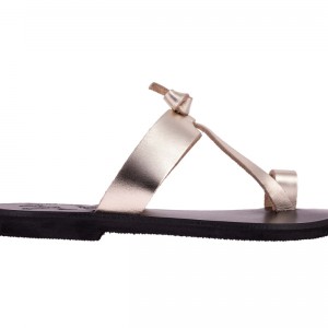 ΓΥΝΑΙΚΕΙΟ ΔΕΡΜΑΤΙΝΟ FLAT ΣΑΝΔΑΛΙ ΧΡΥΣΟ ΜΥΡΣΥΝΗ