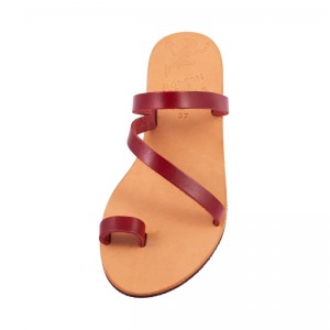 ΓΥΝΑΙΚΕΙΟ ΔΕΡΜΑΤΙΝΟ FLAT ΣΑΝΔΑΛΙ ΒΑΘΥ ΚΟΚΚΙΝΟ ΟΝΕΙΡΟ