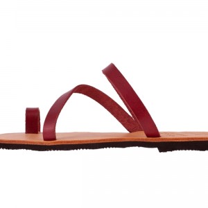 ΓΥΝΑΙΚΕΙΟ ΔΕΡΜΑΤΙΝΟ FLAT ΣΑΝΔΑΛΙ ΒΑΘΥ ΚΟΚΚΙΝΟ ΟΝΕΙΡΟ