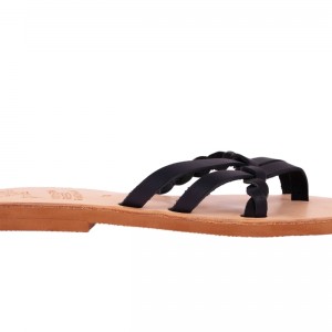 ΓΥΝΑΙΚΕΙΟ ΔΕΡΜΑΤΙΝΟ FLAT ΣΑΝΔΑΛΙ ΜΑΥΡΟ ΠΛΕΞΗ