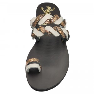 ΓΥΝΑΙΚΕΙΟ ΔΕΡΜΑΤΙΝΟ FLAT ΣΑΝΔΑΛΙ ΛΕΥΚΟ ΦΙΔΙ ΠΕΡΙΔΕΡΑΙΟ