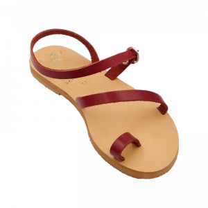 ΓΥΝΑΙΚΕΙΟ ΔΕΡΜΑΤΙΝΟ FLAT ΣΑΝΔΑΛΙ ΒΑΘΥ ΚΟΚΚΙΝΟ ΝΥΜΦΗ