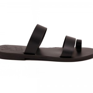 ΓΥΝΑΙΚΕΙΟ ΔΕΡΜΑΤΙΝΟ FLAT ΣΑΝΔΑΛΙ ΜΑΥΡΟ ΙΟΥΛΙΑ