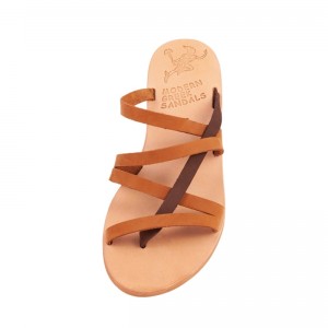 ΓΥΝΑΙΚΕΙΟ ΔΕΡΜΑΤΙΝΟ FLAT ΣΑΝΔΑΛΙ ΝΟΜΠΟΥΚ ΤΑΜΠΑ-ΣΟΚΟΛΑΤΑ ΑΣΤΕΡΟΠΗ