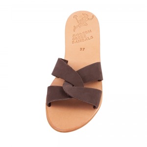 ΓΥΝΑΙΚΕΙΟ ΔΕΡΜΑΤΙΝΟ FLAT ΣΑΝΔΑΛΙ ΝΟΜΠΟΥΚ ΠΟΥΡΟ ΔΕΣΜΟΣ