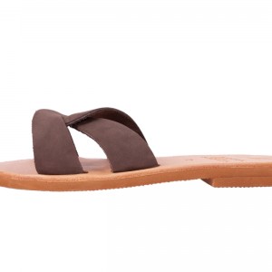 ΓΥΝΑΙΚΕΙΟ ΔΕΡΜΑΤΙΝΟ FLAT ΣΑΝΔΑΛΙ ΝΟΜΠΟΥΚ ΠΟΥΡΟ ΔΕΣΜΟΣ