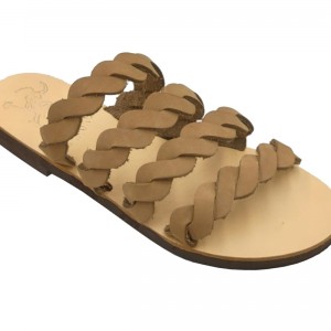 ΓΥΝΑΙΚΕΙΟ ΔΕΡΜΑΤΙΝΟ FLAT ΣΑΝΔΑΛΙ ΝΟΜΠΟΥΚ ΜΠΕΖ ΗΦΑΙΣΤΑ