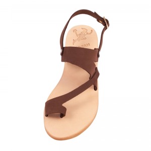 ΓΥΝΑΙΚΕΙΟ ΔΕΡΜΑΤΙΝΟ FLAT ΣΑΝΔΑΛΙ ΝΟΜΠΟΥΚ ΣΟΚΟΛΑΤΑ ΚΙΡΚΗ LUXURY