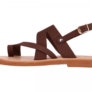 ΓΥΝΑΙΚΕΙΟ ΔΕΡΜΑΤΙΝΟ FLAT ΣΑΝΔΑΛΙ ΝΟΜΠΟΥΚ ΣΟΚΟΛΑΤΑ ΚΙΡΚΗ LUXURY