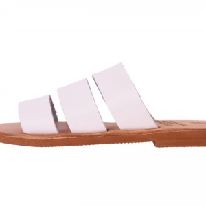 ΓΥΝΑΙΚΕΙΟ ΔΕΡΜΑΤΙΝΟ FLAT ΣΑΝΔΑΛΙ ΛΕΥΚΟ ΝΕΜΕΣΙΣ