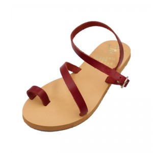 ΓΥΝΑΙΚΕΙΟ ΔΕΡΜΑΤΙΝΟ FLAT ΣΑΝΔΑΛΙ ΒΑΘΥ ΚΟΚΚΙΝΟ ΝΥΜΦΗ
