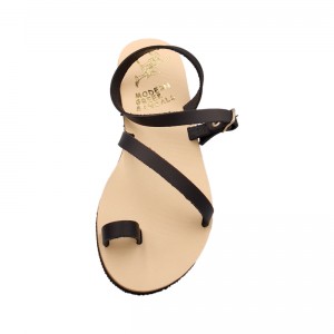 ΓΥΝΑΙΚΕΙΟ ΔΕΡΜΑΤΙΝΟ FLAT ΣΑΝΔΑΛΙ ΜΑΥΡΟ ΝΥΜΦΗ