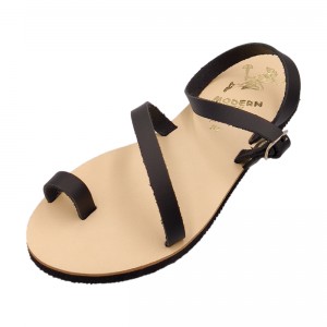 ΓΥΝΑΙΚΕΙΟ ΔΕΡΜΑΤΙΝΟ FLAT ΣΑΝΔΑΛΙ ΜΑΥΡΟ ΝΥΜΦΗ