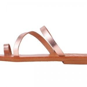 ΓΥΝΑΙΚΕΙΟ ΔΕΡΜΑΤΙΝΟ FLAT ΣΑΝΔΑΛΙ ΜΠΡΟΝΖΕ ΟΝΕΙΡΟ