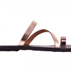 ΓΥΝΑΙΚΕΙΟ ΔΕΡΜΑΤΙΝΟ FLAT ΣΑΝΔΑΛΙ ΜΠΡΟΝΖΕ ΟΝΕΙΡΟ