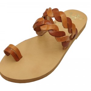 ΓΥΝΑΙΚΕΙΟ ΔΕΡΜΑΤΙΝΟ FLAT ΣΑΝΔΑΛΙ ΦΥΣΙΚΟ-ΤΑΜΠΑ ΠΕΡΙΔΕΡΑΙΟ