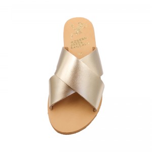 ΓΥΝΑΙΚΕΙΟ ΔΕΡΜΑΤΙΝΟ FLAT ΣΑΝΔΑΛΙ ΧΡΥΣΟ ΠΕΤΑΛΟΥΔΑ