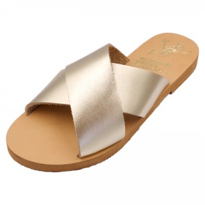 ΓΥΝΑΙΚΕΙΟ ΔΕΡΜΑΤΙΝΟ FLAT ΣΑΝΔΑΛΙ ΧΡΥΣΟ ΠΕΤΑΛΟΥΔΑ