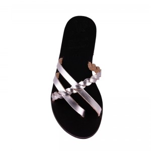 ΓΥΝΑΙΚΕΙΟ ΔΕΡΜΑΤΙΝΟ FLAT ΣΑΝΔΑΛΙ ΑΣΗΜΙ ΠΛΕΞΗ