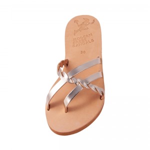 ΓΥΝΑΙΚΕΙΟ ΔΕΡΜΑΤΙΝΟ FLAT ΣΑΝΔΑΛΙ ΧΡΥΣΟ ΠΛΕΞΗ