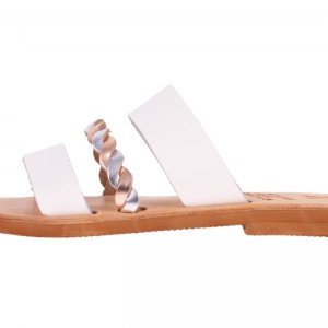 ΓΥΝΑΙΚΕΙΟ ΔΕΡΜΑΤΙΝΟ FLAT ΣΑΝΔΑΛΙ ΛΕΥΚΟ-ΜΠΡΟΝΖΕ ΣΙΜΩΝ