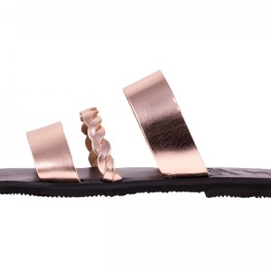 ΓΥΝΑΙΚΕΙΟ ΔΕΡΜΑΤΙΝΟ FLAT ΣΑΝΔΑΛΙ ΜΠΡΟΝΖΕ ΣΙΜΩΝ