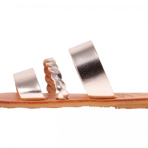 ΓΥΝΑΙΚΕΙΟ ΔΕΡΜΑΤΙΝΟ FLAT ΣΑΝΔΑΛΙ ΧΡΥΣΟ ΣΙΜΩΝ