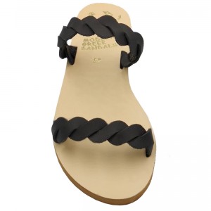 ΓΥΝΑΙΚΕΙΟ ΔΕΡΜΑΤΙΝΟ FLAT ΣΑΝΔΑΛΙ ΜΑΥΡΟ ΣΤΕΦΑΝΙΑ