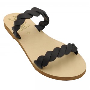 ΓΥΝΑΙΚΕΙΟ ΔΕΡΜΑΤΙΝΟ FLAT ΣΑΝΔΑΛΙ ΜΑΥΡΟ ΣΤΕΦΑΝΙΑ