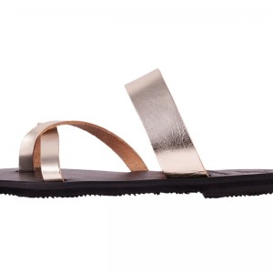 ΓΥΝΑΙΚΕΙΟ ΔΕΡΜΑΤΙΝΟ FLAT ΣΑΝΔΑΛΙ ΧΡΥΣΟ ΜΕΛΙΤΑ