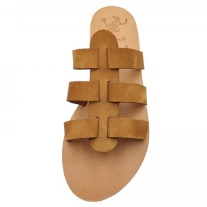 ΓΥΝΑΙΚΕΙΟ ΔΕΡΜΑΤΙΝΟ FLAT ΣΑΝΔΑΛΙ ΝΟΜΠΟΥΚ ΤΑΜΠΑ ΠΕΡΣΑ