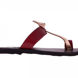 ΓΥΝΑΙΚΕΙΟ ΔΕΡΜΑΤΙΝΟ FLAT ΣΑΝΔΑΛΙ ΒΑΘΥ ΚΟΚΚΙΝΟ ΜΥΡΣΥΝΗ