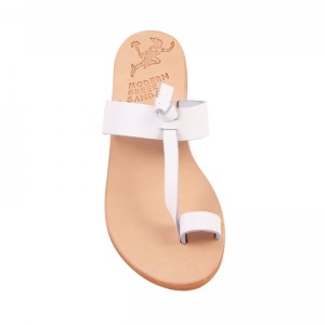 ΓΥΝΑΙΚΕΙΟ ΔΕΡΜΑΤΙΝΟ FLAT ΣΑΝΔΑΛΙ ΛΕΥΚΟ ΜΥΡΣΥΝΗ