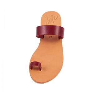 ΓΥΝΑΙΚΕΙΟ ΔΕΡΜΑΤΙΝΟ FLAT ΣΑΝΔΑΛΙ ΒΑΘΥ ΚΟΚΚΙΝΟ ΜΟΡΦΗ